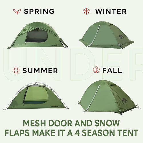 1/2 Person Backpacking Tent for 4-Season - Winter Waterproof Tent for One Person, Lightweight Camping Gear for Backpacking, Easy Set Up Cold Weather Essentials by Underwood Aggregator