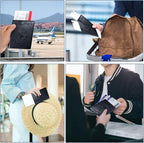 Passport Holder Cover Wallet Case RFID Blocking Leather Card Slot Travel Accessories Documents Organizer Protector for Women Men, Black