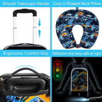 5Pcs Kids Suitcase Set for Boys, 16.5" Hardside Luggage with Spinner Wheels, Truck Travel Carry on Luggage Airline Approved (Black)