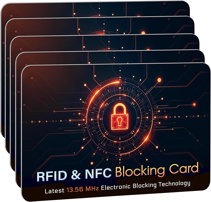 SaiTech IT 5 PK RFID Blocking Cards Protect Your Entire Wallet, Purse, and Cards from NFC Contactless Theft Wallet for Men & Women - Orange Black (5 Pack CL)