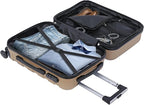 SUPER DEAL 21 Inch Expandable Suitcase Hardside Carry On Travel Luggage with Spinner Wheels Height Adjustable Handle, Champagne
