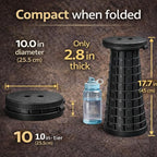 Telescoping Folding Camping Stool, Portable Adjustable Height Outdoor Chair, 1-Second Setup, Compact Lightweight for Camping, Fishing, Hiking (Black)