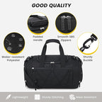 Vorspack Gym Bag for Men - 18 Inches Small Duffle Bag for Travel Lightweight Duffel Bag with Shoe Compartment Personal Item Travel Bag Weekender Bag for Travel Sports Gym - Black