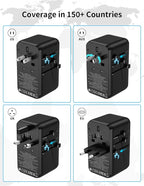 MOMAX 100W Universal Travel Adapter, 5-in-1 GaN International Power Adapter for Laptop, Phone, 2 USB-C PD & 2 USB-A QC Wall Charger, European Travel Plug Adapter for UK/US/AUS/JP, Travel Essentials