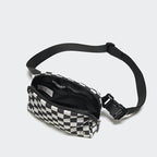 Pander Two Way Zipper Fanny Pack Nylon Everywhere Belt Bag for Women, Water Repellent Waist Packs, Crossbody Bags with Adjustable Strap (Checkered Black)