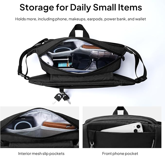 TOPEAST Waist Pack 4L Large Capacity Fanny Pack with Hidden Water Bottle Pocket, Water Resistant Crossbody Sling Bag for Men Women, Adjustable Belt Bag for Hiking Running Travel Cycling