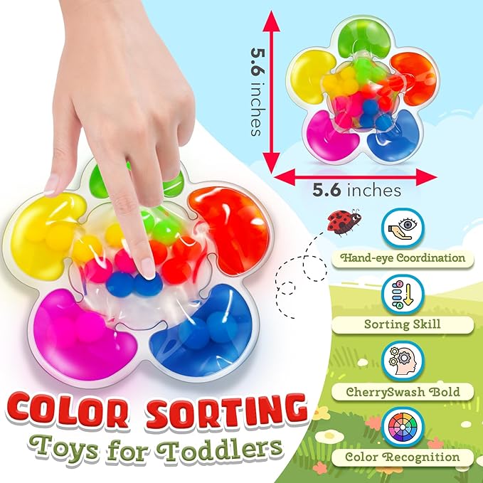 Color Sorting Sensory Toys for Autism, Roadtrip Travel Essenstial for Toddler, Color Matching Fidget Toy Preschool Learning Activities Educational Calm Down Montessori Toy for Kids Ages 1 2 3