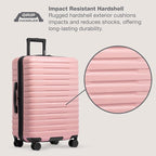 U.S. Traveler Boren Expandable Hardside Rugged Travel Luggage with 8 Spinner Wheels, Rose Pink, Checked-Large 30-Inch