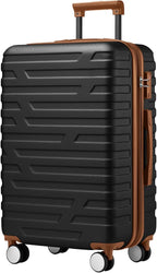 6 Piece Luggage Sets with Bags, Lightweight Expandable Checked Luggage Sets, Hardshell ABS Spinner Wheels Carry on Suitcase with TSA Lock, for Travel, Women Men (Black Brown, 18/20/24/28inch+2bags)