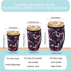 KJQJLY 3 Reusable Iced Coffee Sleeves for Iced Coffee Cups or Drinks Reusable Neoprene Insulated Sleeves for Hot and Cold Drinks from Starbucks, Dunkin, And More (Butterfly Bush)