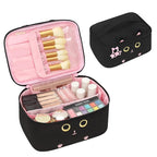 OCHEAL Makeup Bag,Travel Makeup Organizer Bag, Cute Cosmetic Bags for Women Girls Travel Toiletry Bag Traveling With Brush Slot And Divider-Cat