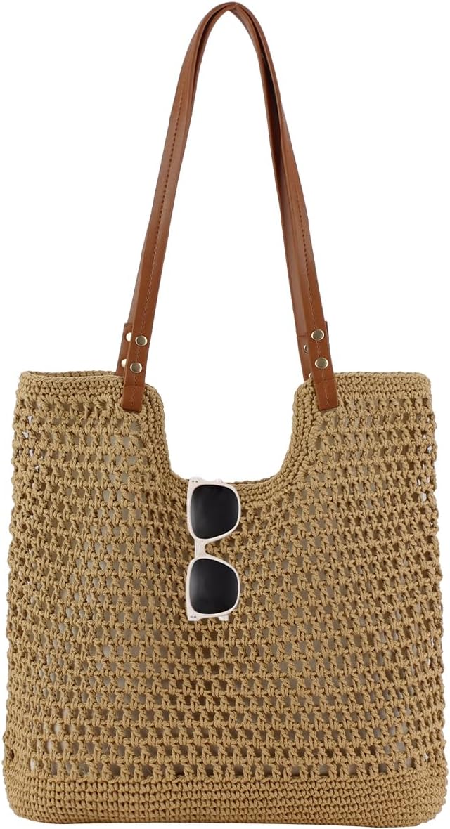 Crochet Beach Bag Summer Woven Tote Bag Crochet Purse for Women handbags Boho Shoulder Bags for Travel Vacation