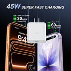 iPhone 17 16 Pro Max Charger Fast Charging, 45W USB C iPhone 17/16 Super Fast Charger Block with 10ft Long Type C Charging Cable Cord for iPhone 17 Pro Max/17 Pro/Air/17/16/16Pro/16ProMax/Plus/15/S25