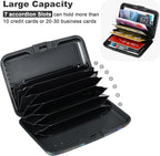 ELFISH Mini RFID Aluminum Wallet Credit Cards Holder Business Card Case Metal ID Case for Men Women（Colorful Leaves