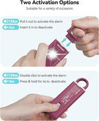TECKNET Rechargeable Personal Safety Alarm for Women, 130dB Personal Alarm with SOS Strobe Light, Low Battery Notice, Loud Siren Safety Alarms for Girls Kids Elderly - Red