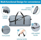 Finnhomy 120L Foldable Rolling Duffel Bag with 3 Wheels, Light Weight Travel Duffel bag with Large Loading Capacity, 32'' Rolling Duffel bag with Shoulder Strap