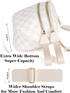 Black and White Checkered Crossbody Bag Bum Bag for Women,Spacious Checkered Purse Fanny Packs Belt Bag