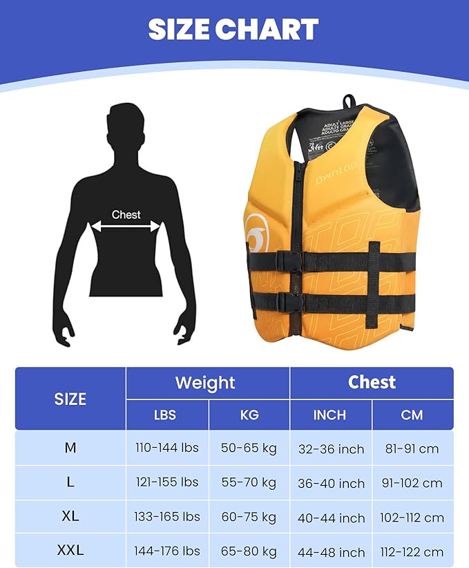 Owntop Swim Vest Adult Water Sport Vest Neoprene Floaties for Swimming, Boating, Kayaking, Fishing | Adjustable Zipper Dual Buckle Foldable Buoyancy Jacket