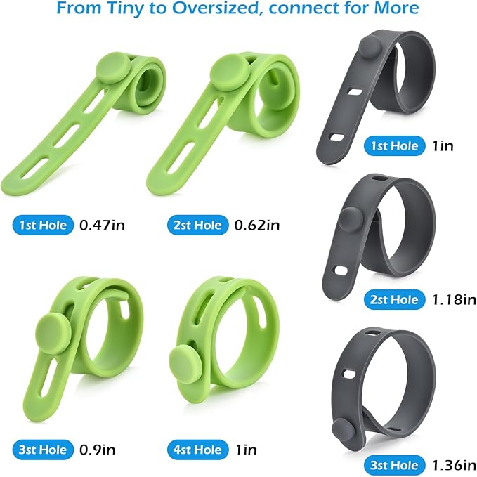 Silicone Cable Ties, Cord Organizer Ties, Cord Ties Reusable, Cord Wrap Cable Organizer 5Inch Cable Management 10 Pcs (5 Color) Cbfoeyk
