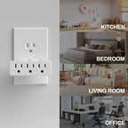 Oviitech 3-Outlet Swivel Wall Adapter,2 Pack Grounded 180 Degree Swivel Wall Tap,Multi-Plug Outlets,White.