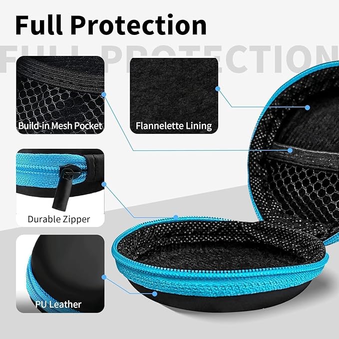 for Earphone Carry Case, 5-Pack Round Pocket Earbud Travel Carrying Case with Zipper for Smartphone Earphone, Wireless Headset, USB Cable, SD Cards Storage Bags, Masks and More