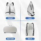 JELUTAR Drawstring Backpack Gym Bag with Shoes Compartment for Soccer, Basketball, Swim, Water-Resistant String Backpack Beach Cinch for Women Men, White