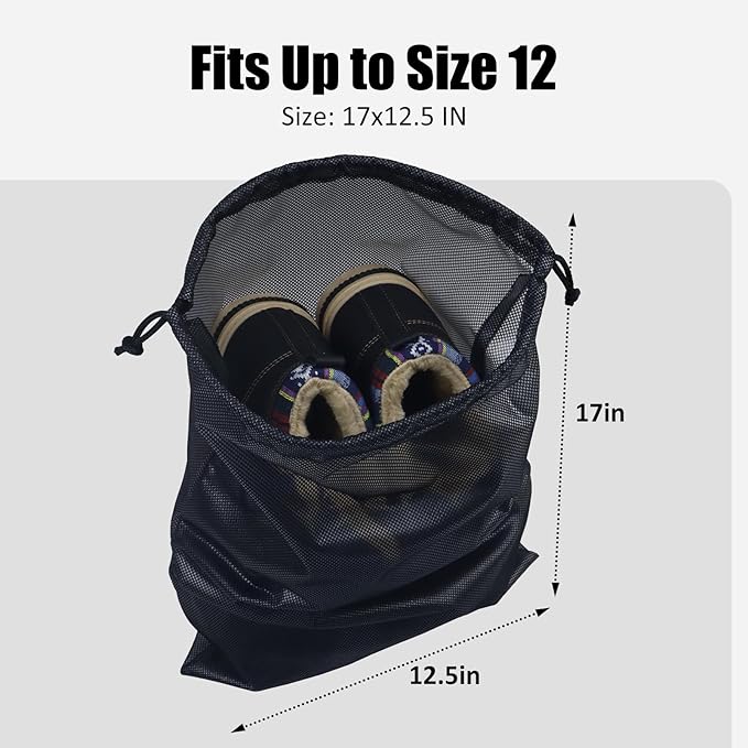 Gloppie Shoe Bags for Travel, Shoe Storage Bag with Drawstring, Packing Organizer for Sneakers, Gym, Luggage, Closet, Weekender Overnight Travel Essentials