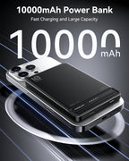 Kuulaa 10000mAh MagSafe Battery Pack, 0.51in Ultra Slim Magnetic Power Bank with LED Indicator, 20W PD USB-C Fast Charging Portable Charger for iPhone 17/16/15/14/13/12,Black