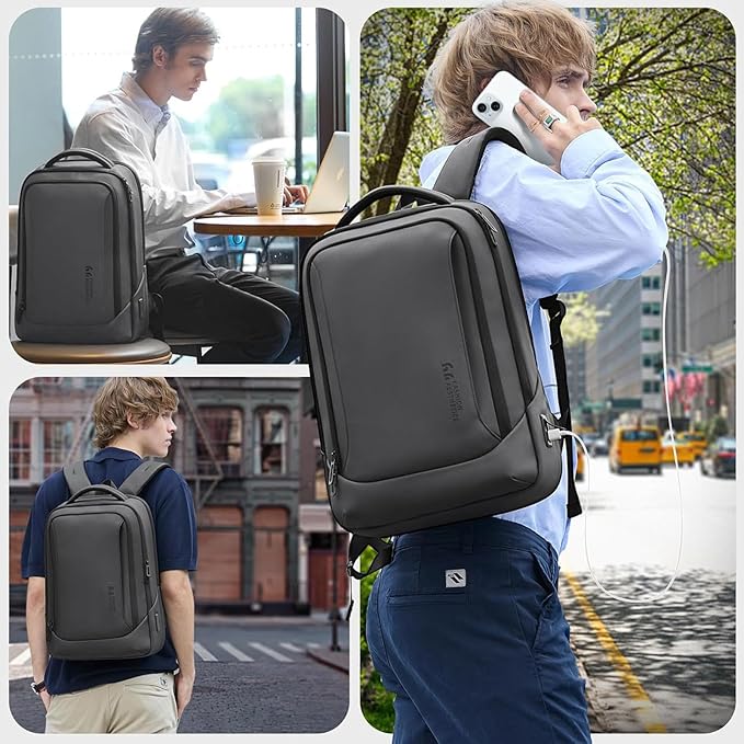 hk Laptop Backpack for Men with USB Charging Port for Business Work College Travel (Dark Grey, 17.3 inch)