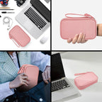CAAORDKSO Electronic Cable Organizer Bag, Travel Electronic Accessories Carry Case Portable Waterproof Double Layers Storage Bag for Cable, Cord, Charger, Power Bank, Earphone (Light Pink, Medium)