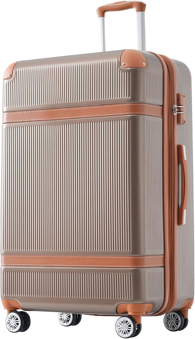 3 Piece Hardshell Luggage Sets 20"+24''+28" Expandable Hardside Luggages Spinner Suitcase with Spinner Wheels & TSA Lock,Lightweight Luggage Sets For Women Men Outdoor Travel Coppery