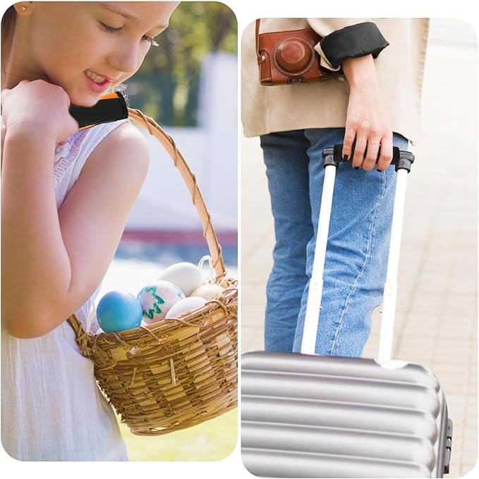 2 Pack Luggage Handle Wraps for Suitcase, Bright Color Comfort Soft Handle Covers Suitcase Luggage Handle Wrap Luggage Tag Wraps Travel Accessories (Black)