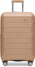 Traveler's Choice Pagosa Hardshell Expandable Luggage with Spinner Wheels, Latte Beige, 26-Inch Medium