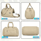 Gym Bag for Men & Women - 30L Duffel Bag with Shoe Compartment, Weekender Water Resistant Duffle Bag for Travel, Sports, Fitness & Workouts, Khaki