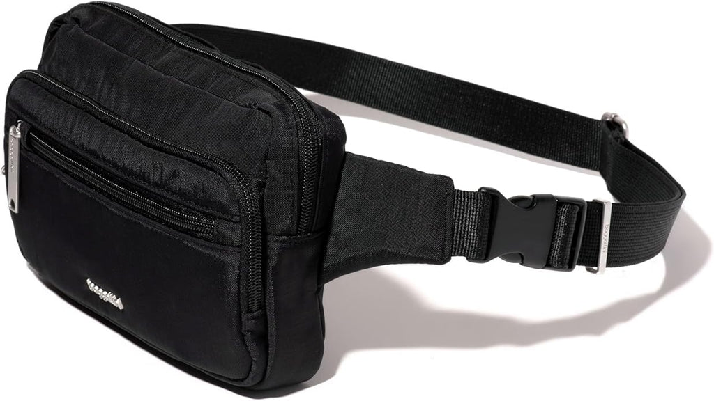 Baggallini Securtex Anti-theft Belt Bag 8.8"x5.5" Crossbody Fanny Pack for Women RFID Wallet Locking Zipper Travel Purse