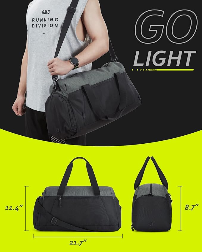 BAGSMART Gym Bags for Men Women, Foldable Travel Duffle Bag, Lightweight Weekender Duffel Bag With Shoe Compartment, Water Resistant Workout Duffle Sports Bag for Travel Yoga, Black