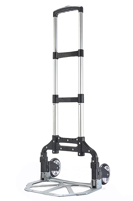 Tory Carrier Portable Hand Luggage Cart Trolley Lightweight Folding Luggage Trolley Load Capacity 150LBS Ideal for Home, Office, Travel Use (Black)