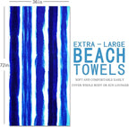 Genovega 2 Packs Oversized Beach Towel Set Extra Large Big XL Pool Camping Swim Clearance Towels 36x72 Soft Blanket Cruise Essentials Accessories Must Haves Vacation Necessities Adult Stripe Dolphins