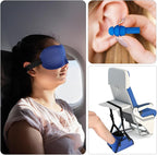 Yerliker Airplane Foot Hammock(Memory Foam) with Earplugs and Eye Mask Travel Necessities Adjustable Airplane Desk Foot Rest for Long Trip Pain and Swelling Relief(Blue)