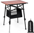 Odoland Portable Camping Table, 18.3"L x 16.5"W Folding Table with Adjustable Height 16.5" - 23.6", Large Beach Table with Storage Bag for Outdoor Camp, Cooking, Picnic, Travelling, Backyards, Fishing