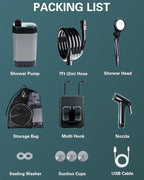 Beviliu Portable Shower for Camping, 6000mAh Rechargeable Camping Shower with Digital Power & Temperature Display, Portable Shower for Camping, Beach, Outdoor Travelling, Hiking, Pet Cleaning