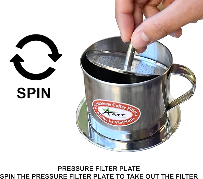 AMT 9.5 oz Coffee Maker, Phin Filter, Screw Down Coffee Dripper for Vietnamese Style Coffee at Home or Office