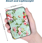 Credit Card Holder, Mini Aluminum Card Wallet RFID Blocking Slim Metal Hard Card Case for Women Men, Green Flowers