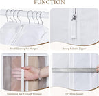 Univivi Premium Cotton Garment Bags for Hanging Clothes and Storage, 50 Inch Washable Garment Bags for Storage with Extra Large 10" Gusset & Clear Window - Perfect for Suits, Coats, Jackets - 4 Pack