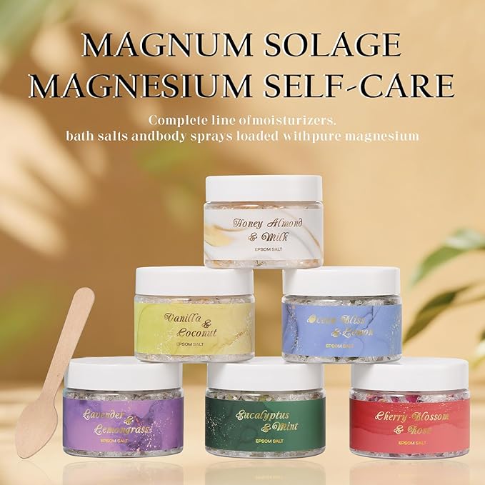 Spa Gifts for Women - 6-Piece Floral Epsom Salt Gift Set for Women with Epsom Salt, Bath and Body Gift Set in Elegant Box | Christmas, Mothers Day, Birthday Gifts for Men spa kit Mom Bath Set