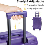 6 Piece Luggage Sets with Bags, Lightweight Expandable Checked Luggage Sets, Hardshell ABS Spinner Wheels Carry on Suitcase with TSA Lock, for Travel, Women Men (Purple, 18/20/24/28inch+2bags)
