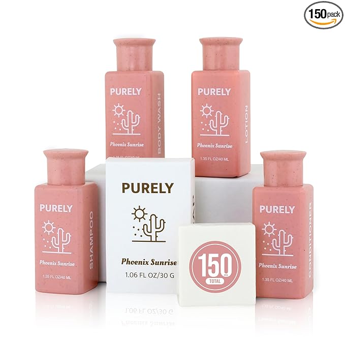 150 piece set | Hotel Soaps and Toiletries Bulk set | For Airbnb Essentials for Hosts | Mini Travel Size Shampoo and Conditioner Sets | Bulk Travel Size Toiletries | Homeless Supplies Bulk Amenities