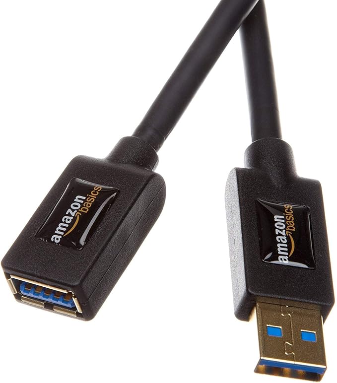 Amazon Basics USB 3.0 Extension Cable, 9.8-Foot High-Speed Data Transfer, Male to Female, 4.8Gbps, Gold-Plated Connectors, Shielded, 3 Meters, Black