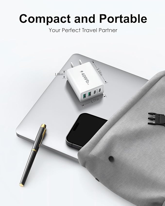 [3 Pack] USB C Charger Block, 40W 4-Port Type C Fast Charging Blocks Dual Port PD Power Adapter + QC USB Wall Charger Plug Multiport Cube USBC Brick for iPhone 17 16 15 14 13 12 11 Pro Max, Samsung