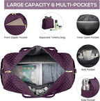 Travel Weekender Duffle Bags for Women - Large Carry On Bag with Shoe Compartment Overnight Bag with Toiletry Bag Duffel Bags with Wet Pocket for Gym Hospital Bags for Labor and Delivery Dark Purple
